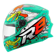 Capacete Moto Fechado R8 Rocket Chicken Protork Fosco Cor Azul Tamanho Do Capacete 58