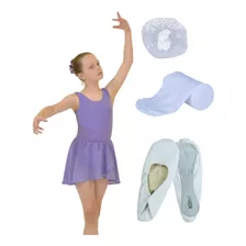 Roupa De Ballet Infantil Cor Lilas Completa Cor Lavanda