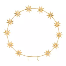 Auréola Folheada Estrelas Dourada 130mm Nossa Senhora Graças