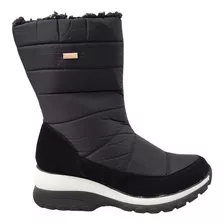 Bota Llao Neve Nobuck Nylon Preta Peluciada Com Lã Pelinhos