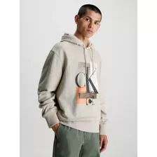 Sudadera Beige Estampado Calvin Klein Hombre