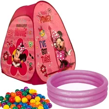 Barraca Infantil Minnie Rosa Com Bolinhas Piscina 80 Ltro