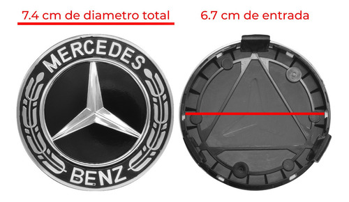 Juego Tapon Centros Rin Mercedes Benz 75 Mm Negro Foto 5