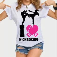 Camiseta Baby Look Branca Academia Kickboxing Ref 77