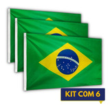 Kit 6 Bandeira Do Brasil Dupla Face (1,50 X 0,90) Atacado