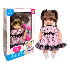Boneca Bebê Morena De 40cm Com Acessórios Premium Angel Toys