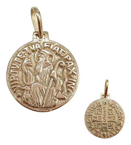 Pingente Medalha De São Bento De Ouro 18k 750 Amarelo