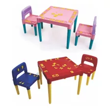 Conjunto De Mesa Infantil Resistente Com 2 Cadeiras + Letras