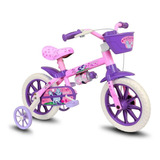 Bicicleta  Infantil Nathor Aro 12 Cat Aro 12 Freio Tambor Cor Rosa/violeta Com Rodas De Treinamento