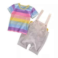 Bello Conjunto De Ropa Jardinera Verano Para Niños Niñas