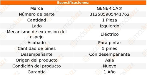 Espejo Izq Elect P/pintar C/desemp 5 Pines Dodge Neon 17/19 Foto 2