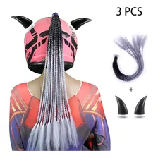 Set Trenzas Cuernos Casco Motocicleta Decoracion Para Mujer