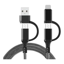 Cable Multifuncional 4 En 1 Multi Usb Lighting Tipo C