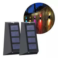 Aplique Exterior Bidireccional Panel Solar Luz Rgb X2