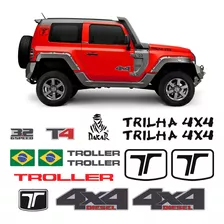 Kit Adesivos Troller T4 2015/2021 4x4 3.2 Trilha Dakar Preto