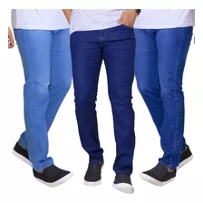 Kit 3 Calça Jeans Sarja Masculina Skinny Slim Lycra Colorida