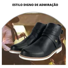 Botina Feminina Lince Cano Baixo Em Couro Preto - Ref. 972