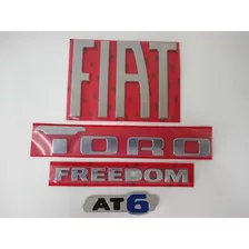 Kit Emblema Fiat Toro Freedom At6 Cromado 2016 2017 2018 19