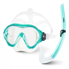 Óculos Máscara Mergulho C/ Snorkel Kit Mergulho Infantil Cor Verde Acqua