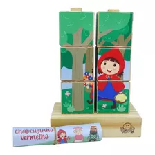 Cubos Chapeuzinho Vermelho Em Madeira - Newart Toys
