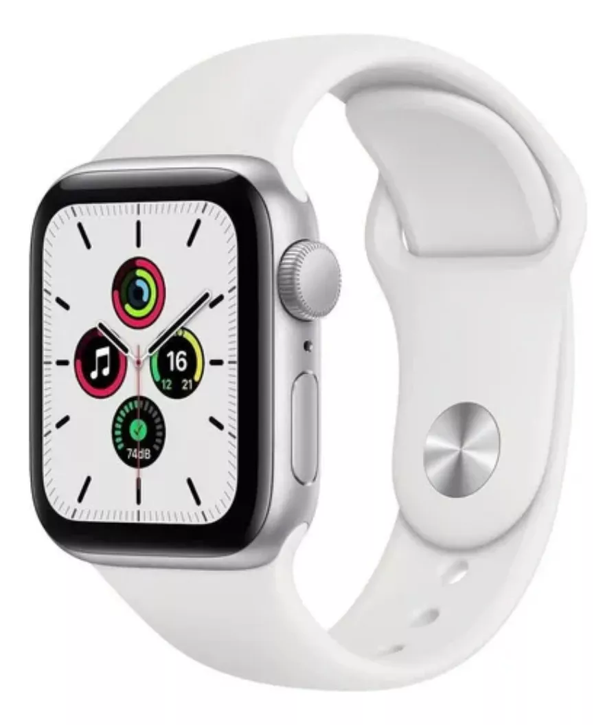 Apple Watch Se (gps, 40mm) - Caixa De Alumínio Galactic Silver - Pulseira Esportiva Branco