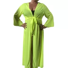 Saída Longa Plus Size Neon Moda Praia Vestido Canga Verão