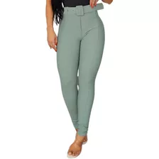 Calça Legging Montaria Com Cinto Pop Com Bolso Cintura Alta