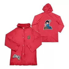 Capa De Chuva Infantil Menino Capuz Vermelho Gamer Tamaho M