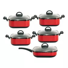 Jogo De Panelas Quadrada 5 Peças Cerâmica Indução Cooktop