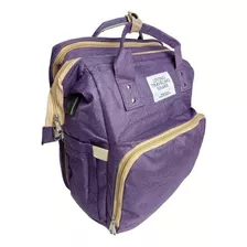 Mochila Bolsa Maternidade Menino Menina Térmica Vira Berço2 Cor Roxo