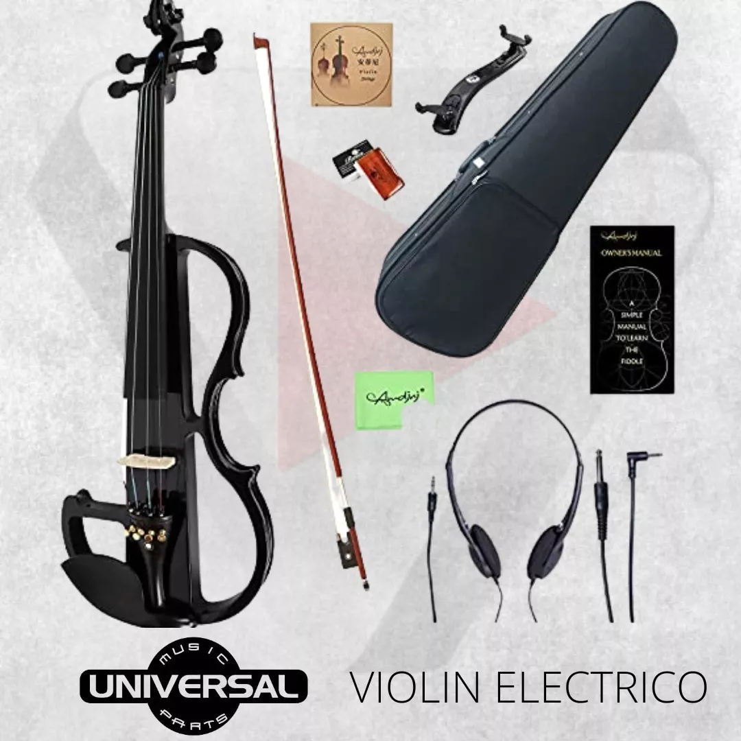 Violin Electrico Combo Estuche Audifonos Cable Arco Pez
