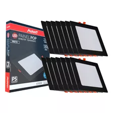 Kit 15 Plafon Painel Pop Led Embutir Avant Quadrado 18w Br