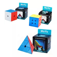 Kit 3 Cubo Mágico 2x2x2 + 3x3x3 + Pirâmide Profissional Cube