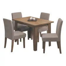 Conjunto De Mesa Sala De Jantar Trieste 1,20m Cedro/mascavo Tampa Cedro Pés Cedro