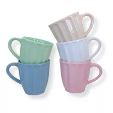 Taza Jarrito Café Vainilla Cerámica X8 Colores 150 Cc