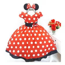 Vestido Infantil De Festa Minie Joaninha Vermelho E Tiara