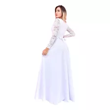 Vestido De Festa Madrinha Longo/ Manga Longa Casamento.