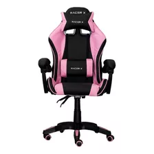 Cadeira Gamer Racer-x Regulável Reclinável 30 Graus Cor Rosa Material Do Estofamento Couro Sintético