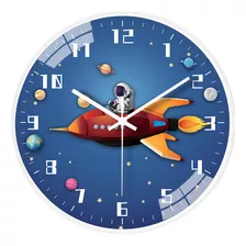 Reloj Digital De Pared Sala Modern Redond Silen 3d Astronaut