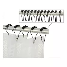 Ganchos Metalicos Cortina Baño Ducha Roller Negro