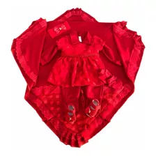 Kit Saída De Maternidade Vermelho Menina 6 Peças Luxo