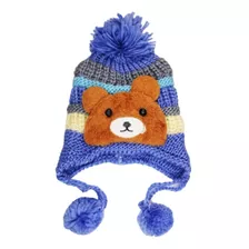 Gorro Lana Niños Diseño De Oso Forrado Chiporro