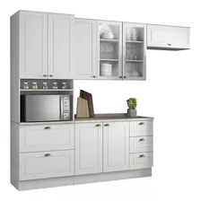 Cozinha Modulada Completa 271cm 5 Peças 8 Portas 5 Gavetas A Cor Branco