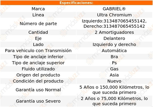 Kit 2 Amortiguadores Del Gas Ultra Chromium Duster Aut 12/16 Foto 2