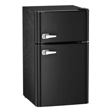 Mini Refrigerador Compacto De 2 Puertas Con Estantes, Negro