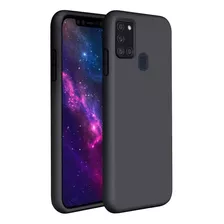 Carcasa Silicona Slim Antihuellas Para Samsung Galaxy A21s Color Negro