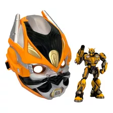 Máscara De Robô Bumblebee Infantil Laranja Com Luzes E Sons