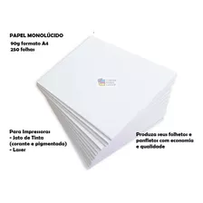 Papel Monolúcido Branco 90g A4 Pacote Com 250 Folhas 1 Face