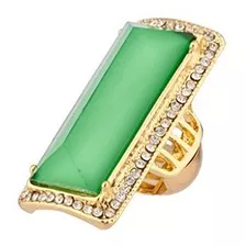 Anillo Elástico De Cóctel De Cristal Pavé Verde Lima