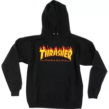 Sudadera Hoodie Negra Thasher Logo En Llamas Skate Etnies 